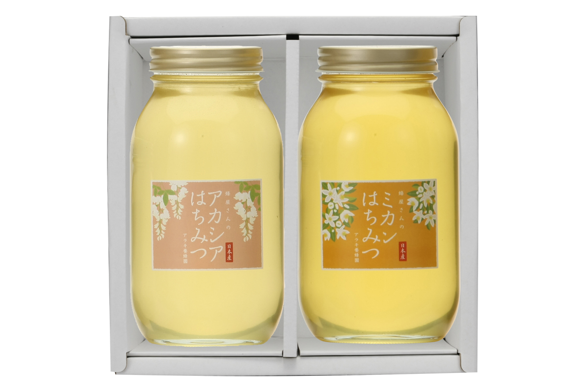 長期保管品 国産はちみつ 百花蜜 アカシア 1200g各1本ずつ - 食品